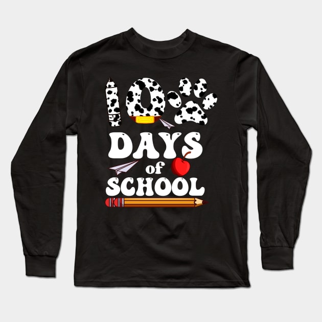 Dalmatian Dog Paw 100 Day Of School Long Sleeve T-Shirt by Hensen V parkes